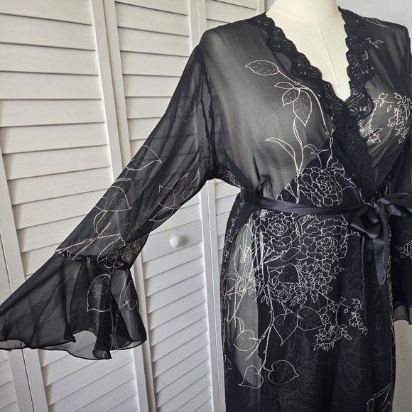 Delicates Floral Sheer Robe Women's‎ XL Whimsigoth Fairygrunge Romantic Retro - Picture 5 of 12